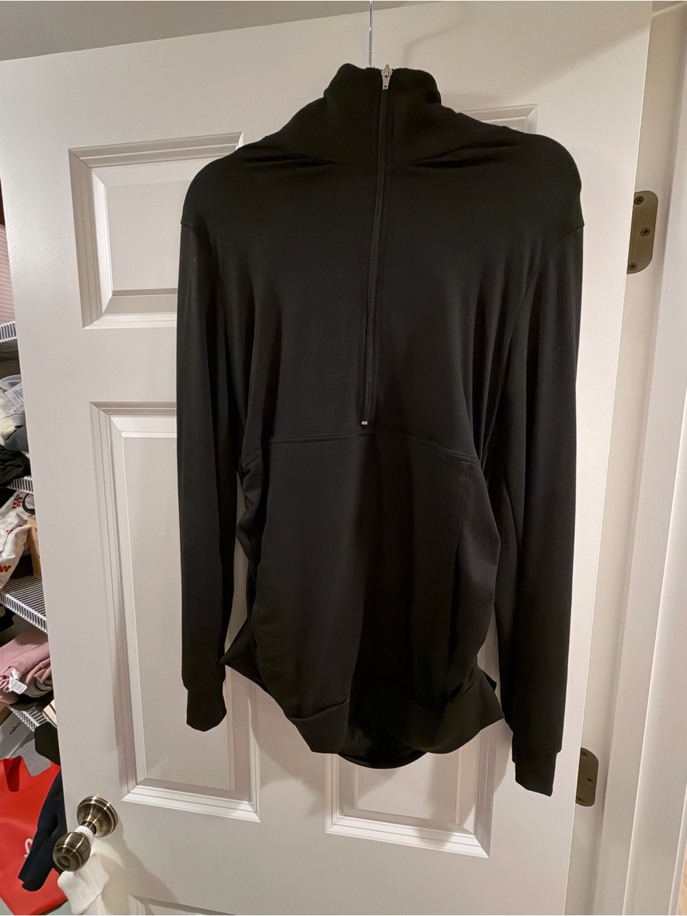 Maternity Black Half-Zip Pullover Hoodie